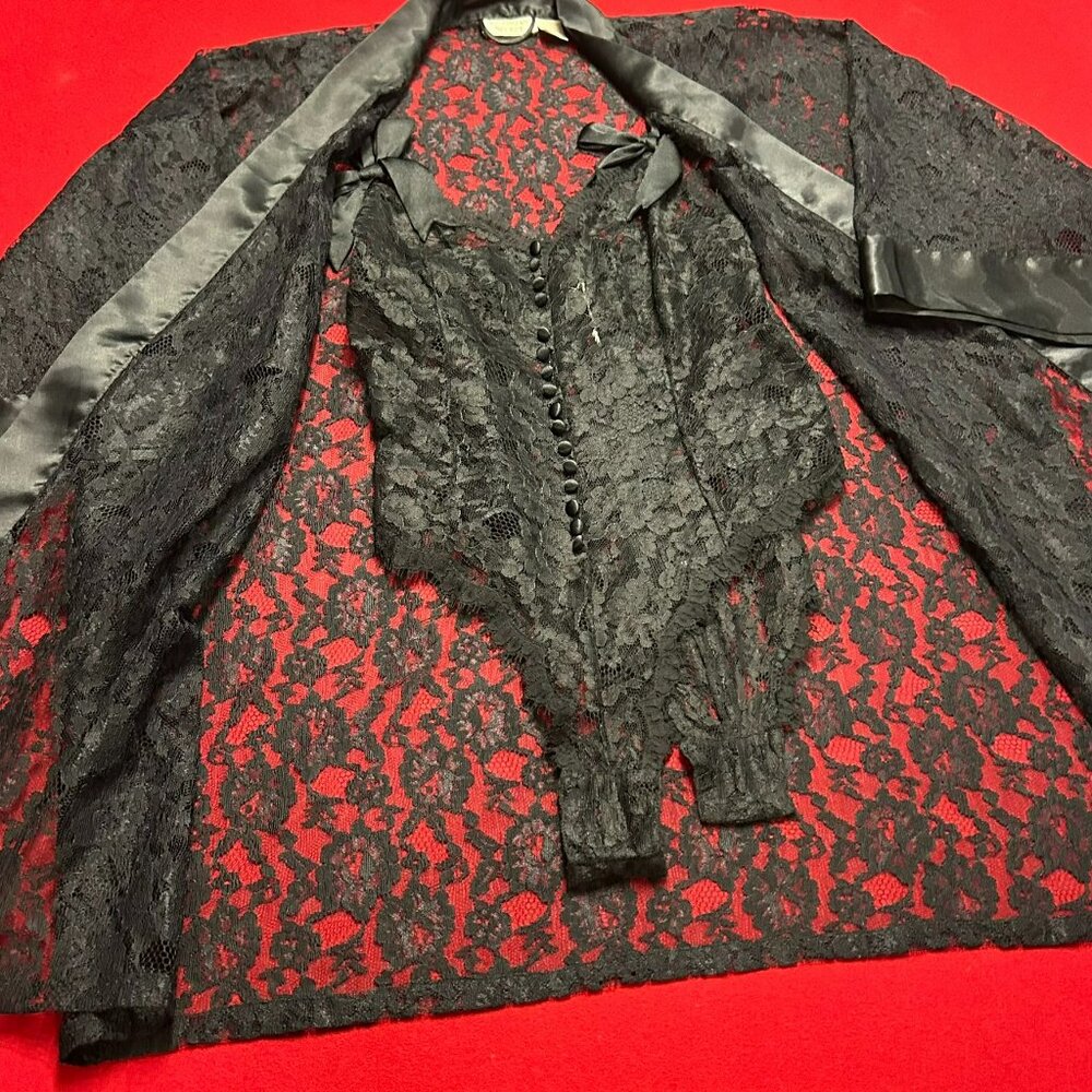 Victoria’s Secret Black Lace Teddy & Robe 2pc Set – M + OS